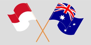 Endonezya ve Avustralya 'nın çapraz ve dalgalı bayrakları
