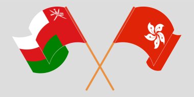 Umman ve Hong Kong 'un çapraz ve dalgalı bayrakları.