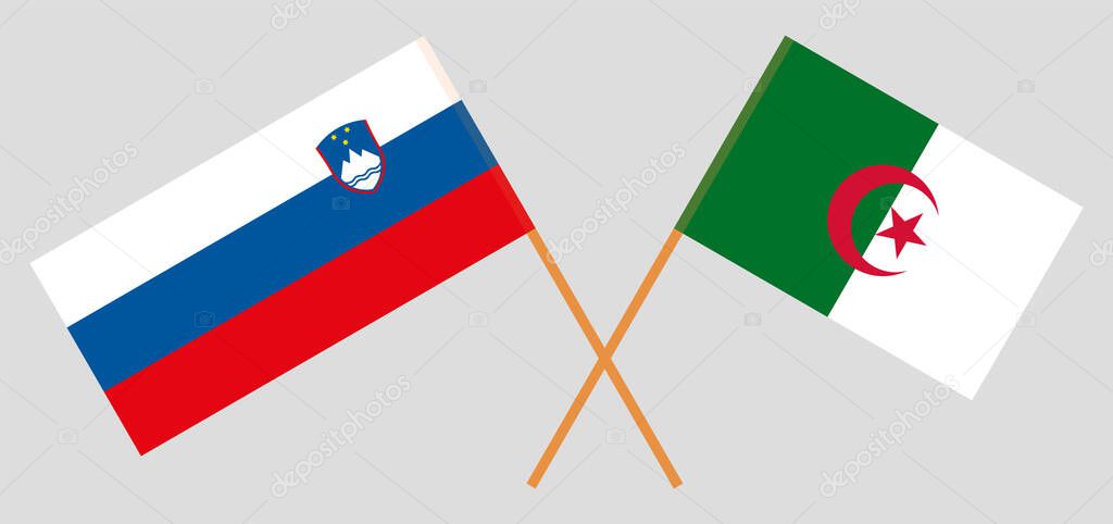 Crossed flags of Algeria and Slovenia
