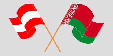 Beyaz Rusya ve Avusturya 'nın çapraz ve dalgalı bayrakları