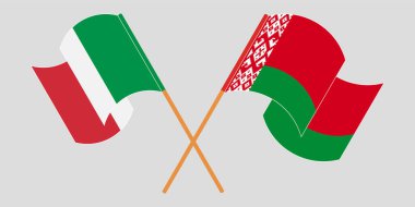 Beyaz Rusya ve İtalya 'nın çapraz ve dalgalı bayrakları