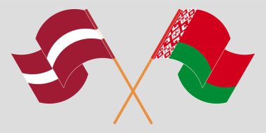 Beyaz Rusya ve Letonya 'nın çapraz ve dalgalı bayrakları