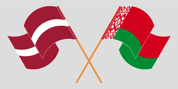 Διέσχισε και κυματίζει σημαίες της Λευκορωσίας και της Λετονίας — Διανυσματικό Αρχείο