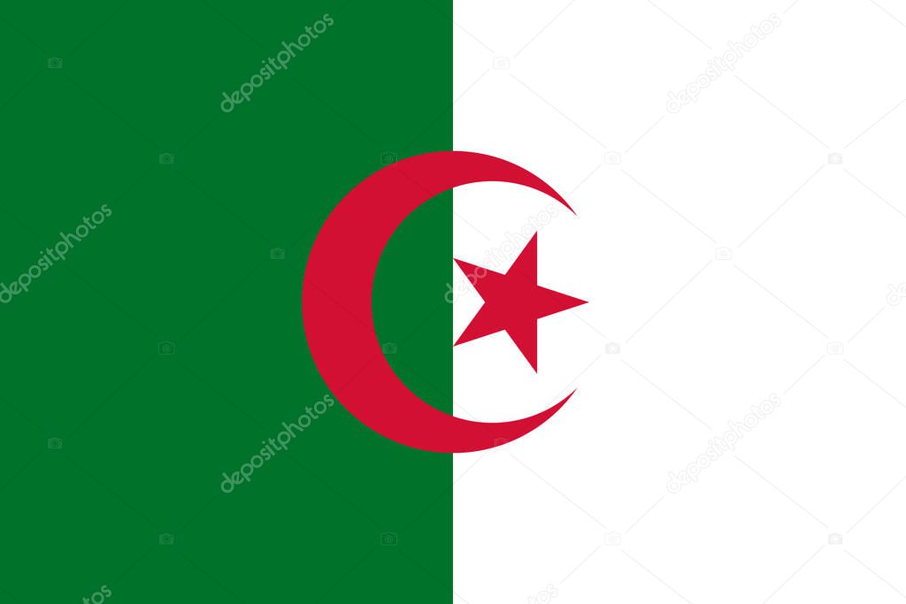 Flag of Algeria. Official colors. Correct proportion