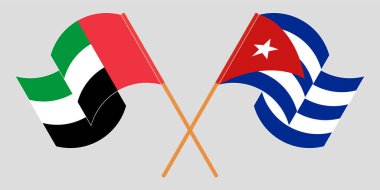 Çapraz ve dalgalı Küba ve Birleşik Arap Emirlikleri bayrakları