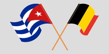 Çapraz ve dalgalı Küba ve Belçika bayrakları