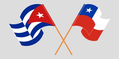 Çapraz ve dalgalı Küba ve Şili bayrakları