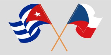 Çapraz ve dalgalı Küba ve Çek Cumhuriyeti bayrakları