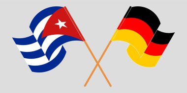 Çapraz ve dalgalı Küba ve Almanya bayrakları