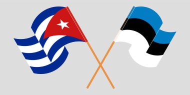 Çapraz ve dalgalı Küba ve Estonya bayrakları