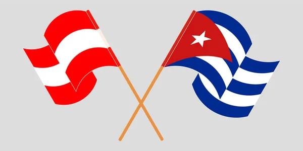 Cruzó y ondeó banderas de Cuba y Austria — Archivo Imágenes Vectoriales