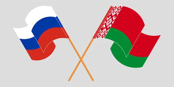 Διέσχισε και κυμάτιζε σημαίες της Λευκορωσίας και της Ρωσίας — Διανυσματικό Αρχείο