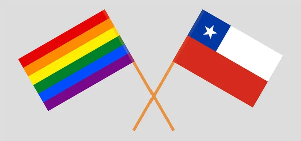 Gekreuzte Flaggen von LGBT und Chile — Stockvektor