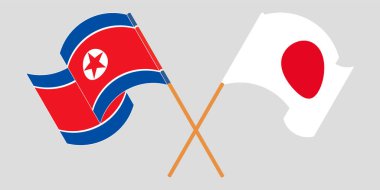 Kuzey Kore ve Japonya 'nın çapraz ve dalgalı bayrakları