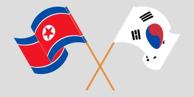Kuzey Kore ve Güney Kore 'nin çapraz ve dalgalı bayrakları