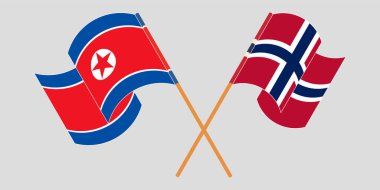 Kuzey Kore ve Norveç 'in çapraz ve dalgalı bayrakları