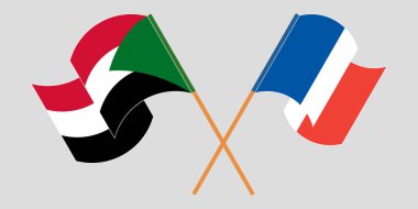 Sudan ve Fransa 'nın çapraz ve dalgalı bayrakları