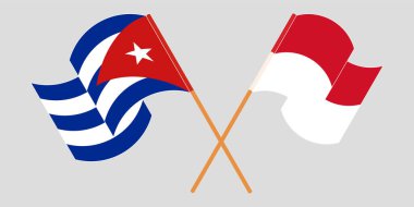 Çapraz ve dalgalı Küba ve Endonezya bayrakları