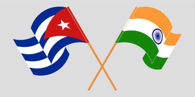 Çapraz ve dalgalı Küba ve Hindistan bayrakları