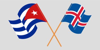 Çapraz ve dalgalı Küba ve İzlanda bayrakları