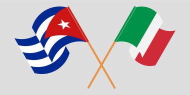 Çapraz ve sallanan Küba ve İtalya bayrakları