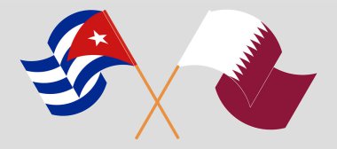 Çapraz ve dalgalı Küba ve Katar bayrakları