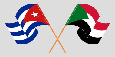 Çapraz ve dalgalı Küba ve Sudan bayrakları