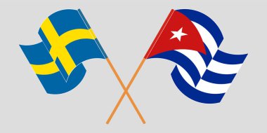 Çapraz ve dalgalı Küba ve İsveç bayrakları