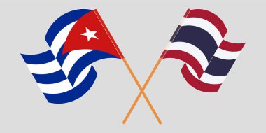 Çapraz ve dalgalı Küba ve Tayland bayrakları
