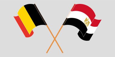 Mısır ve Belçika 'nın çapraz ve dalgalı bayrakları