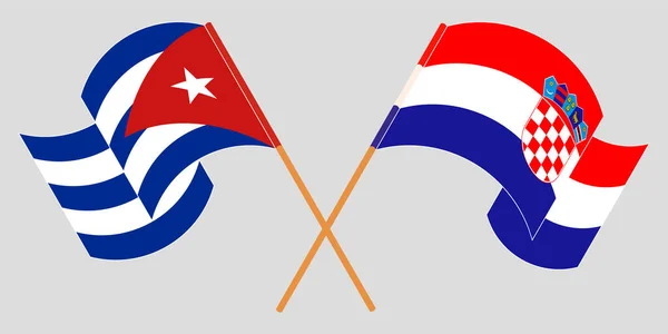 Cruzó y ondeó banderas de Cuba y Croacia — Archivo Imágenes Vectoriales