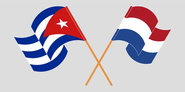 Cruzó y ondeó banderas de Cuba y Holanda — Archivo Imágenes Vectoriales