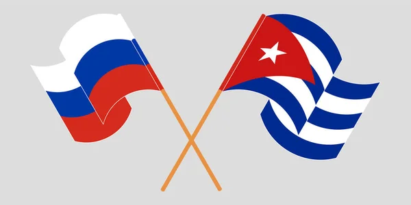 Cruzó y ondeó banderas de Cuba y Rusia — Archivo Imágenes Vectoriales