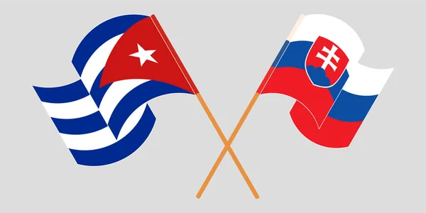 Cruzó y ondeó banderas de Cuba y Eslovaquia — Archivo Imágenes Vectoriales