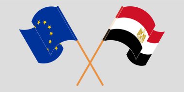 Mısır ve AB bayrakları çapraz ve dalgalı