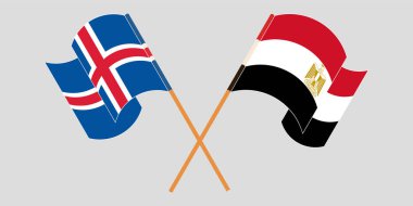 Mısır ve İzlanda 'nın çapraz ve dalgalı bayrakları
