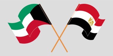 Mısır ve Kuveyt 'in çapraz ve dalgalı bayrakları