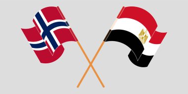 Mısır ve Norveç 'in çapraz ve dalgalı bayrakları