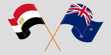 Mısır ve Yeni Zelanda 'nın çapraz ve dalgalı bayrakları