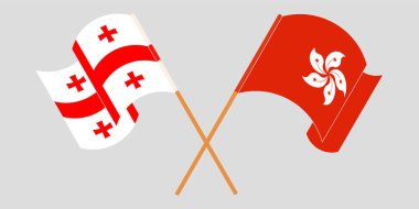 Gürcistan ve Hong Kong 'un çapraz ve dalgalı bayrakları