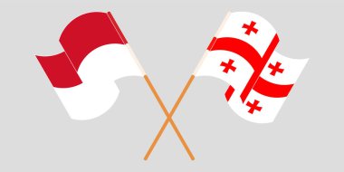 Gürcistan ve Endonezya 'nın çapraz ve dalgalı bayrakları