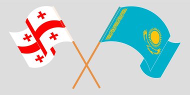 Gürcistan ve Kazakistan 'ın çapraz ve dalgalı bayrakları