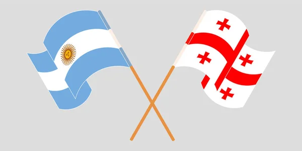 越过并挥动格鲁吉亚和阿根廷的国旗 — 图库矢量图片