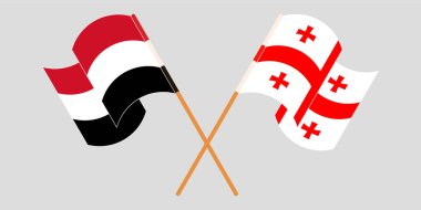 Gürcistan ve Yemen 'in bayrağını çapraz ve sallayarak
