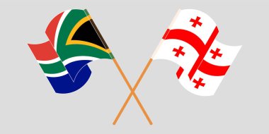 Gürcistan ve Güney Afrika Cumhuriyeti 'nin çapraz ve dalgalı bayrakları