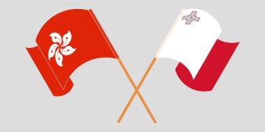 Malta ve Hong Kong 'un çapraz ve dalgalı bayrakları