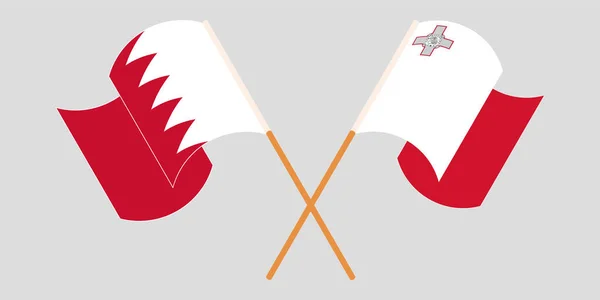 Пересекая и размахивая флагами Мальты и Бахрейна — стоковый вектор