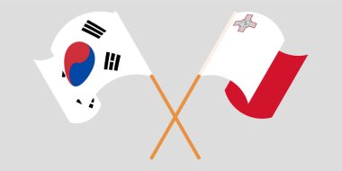 Malta ve Güney Kore 'nin çapraz ve dalgalı bayrakları