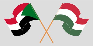 Sudan ve Macaristan 'ın çapraz ve dalgalı bayrakları