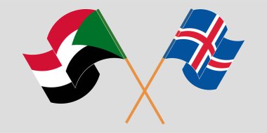 Sudan ve İzlanda 'nın çapraz ve dalgalı bayrakları
